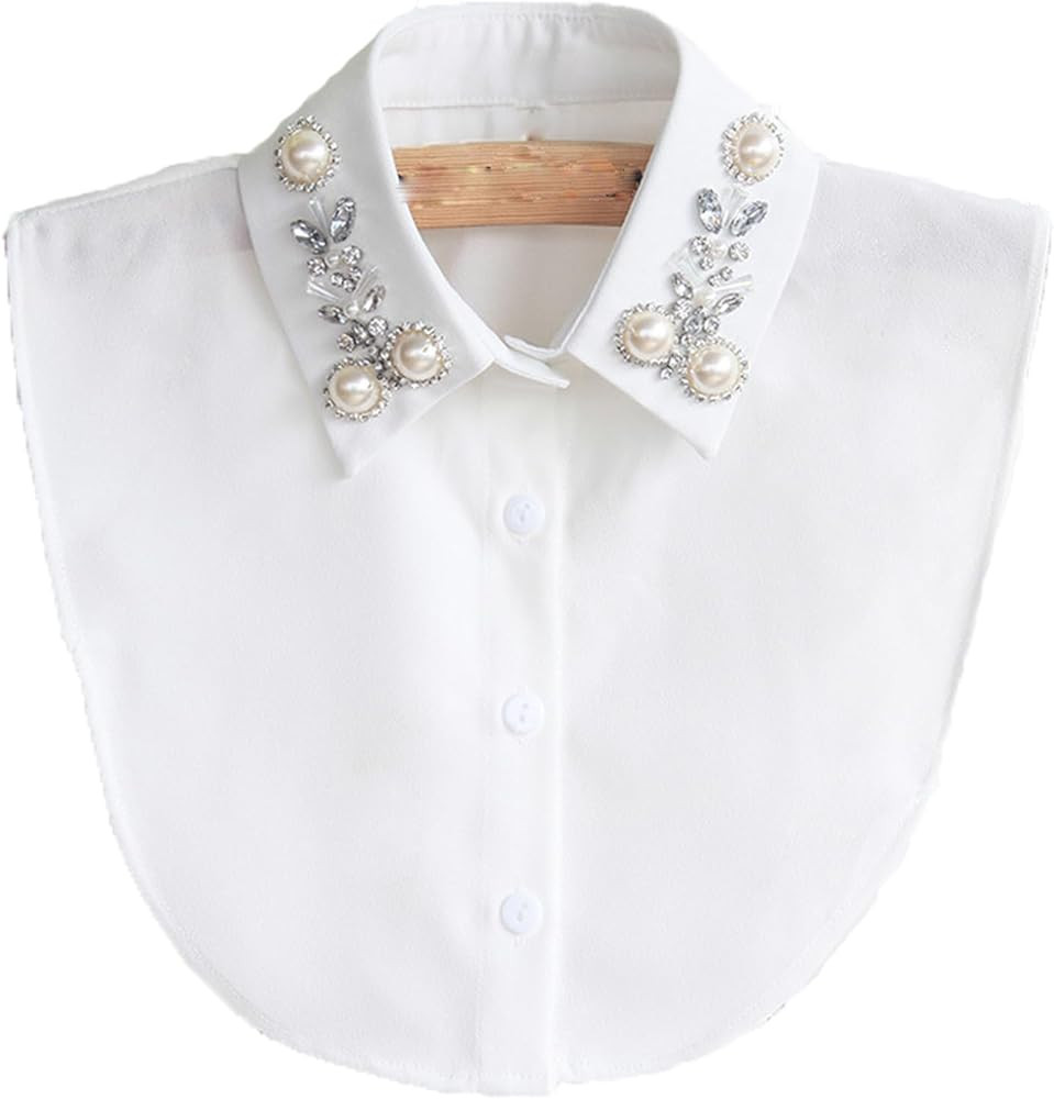 DNLKWGO Dickey Fake Collar False Collar Half Shirts with Rhinestone Detachable White Collar Shirt... | Amazon (US)