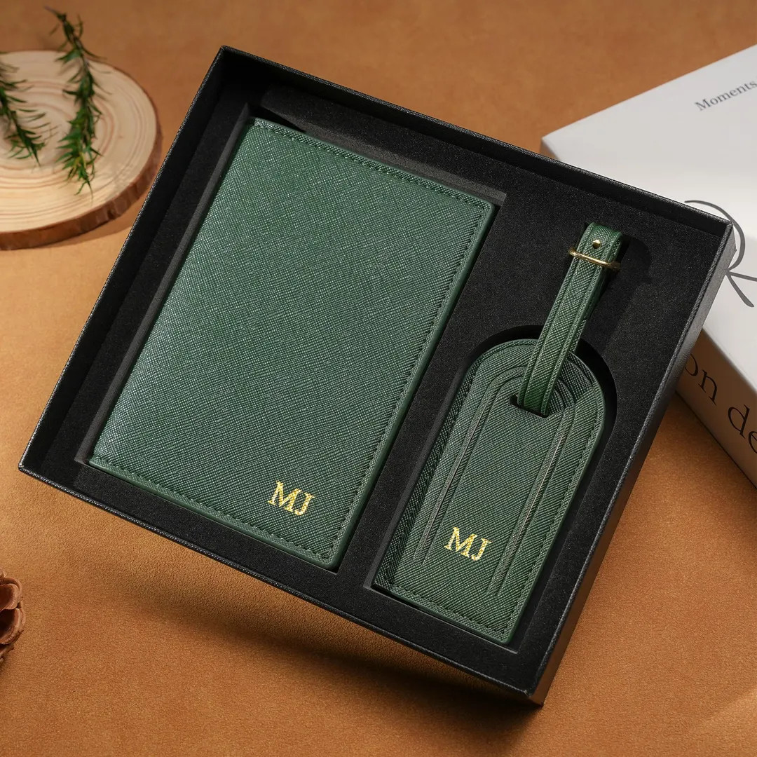 Personalized Passport Holder & Luggage Tag Set, Custom Leather Passport Cover, Travel Gifts | Etsy (US)