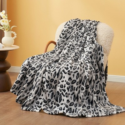 Cozy Bliss Cow Print Throw Blanket Plush Blanket, Silvery Leopard, 50"*60" | Target