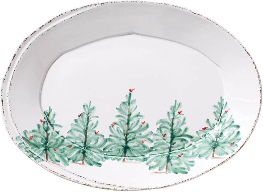 Vietri Lastra Holiday Small Oval Platter, Stoneware Serving Plate for Steak Salad Dessert & Snack | Amazon (US)