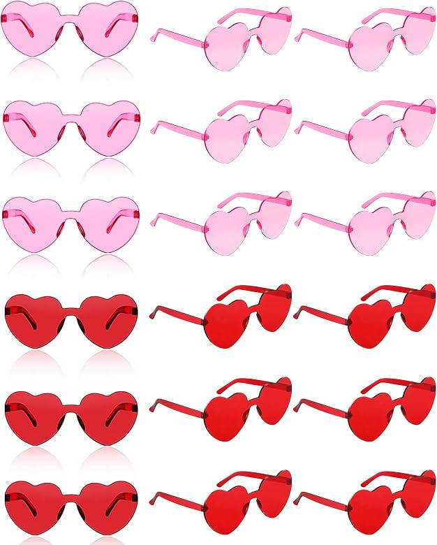20 Pairs Heart Shaped Rimless Sunglasses Transparent Candy Color Frameless Glasses Trendy Eyewear... | Amazon (US)