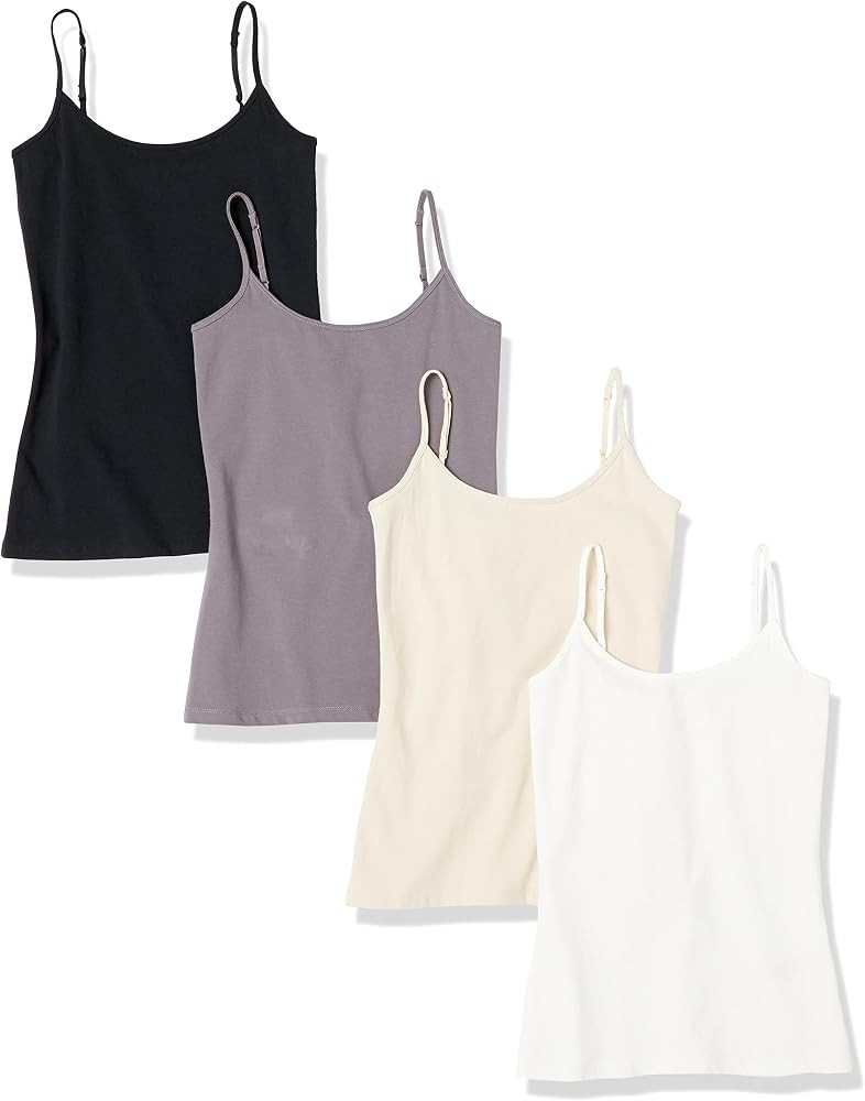 Amazon Essentials Women's Slim-Fit Camisole for Layering and Everyday Wear, Pack of 4 | Amazon (US)
