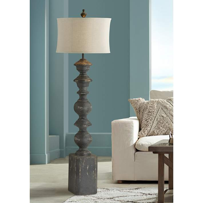 Forty West Decker Distressed Black Column Floor Lamp | www.lampsplus.com | Lamps Plus