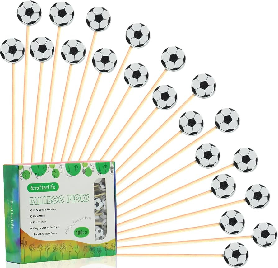100Pcs Soccer Cocktail Picks 5" Soccer Decor Toothpicks Sticks Skewers for Appetizer Charcuterie ... | Amazon (US)