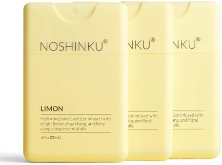 Noshinku - Refillable Hand Sanitizer Limon 3-Pack, Travel Size Spray with Hydrating Botanical Oil... | Amazon (US)