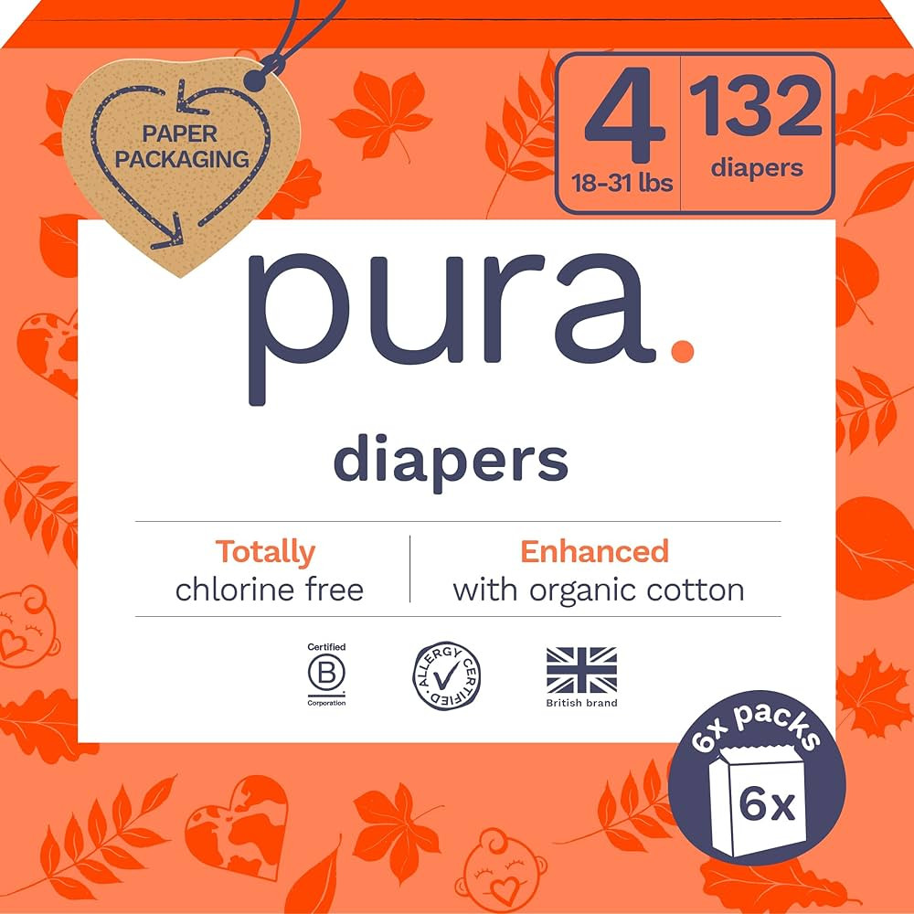 Pura Sensitive Skin Baby Diapers | Size 4 (18-31 lbs) | Hypoallergenic, Totally Chlorine Free, Fr... | Amazon (US)