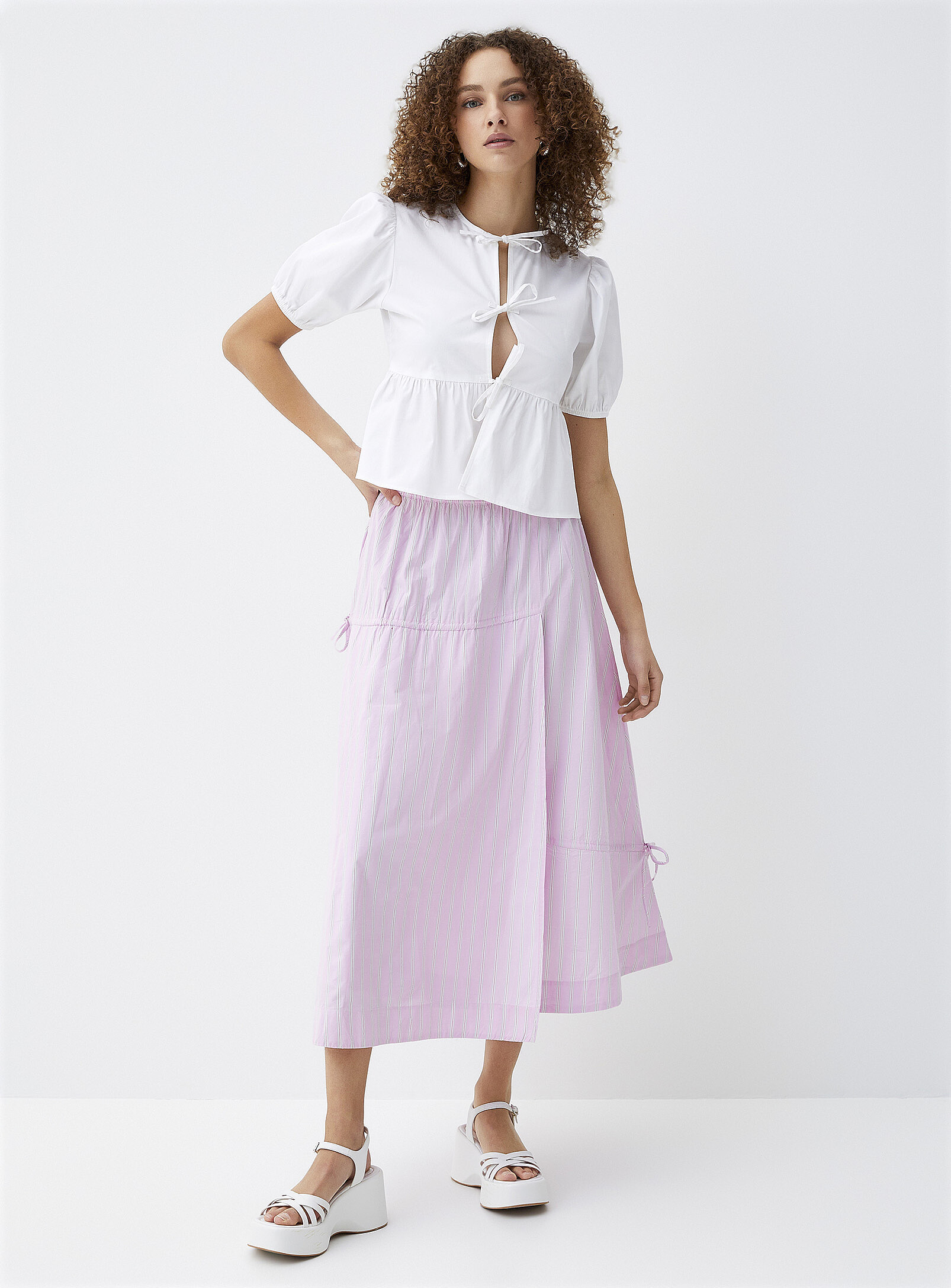 Damson Madder - Stripes and bows skirt (Women, Pink, 12) | Simons