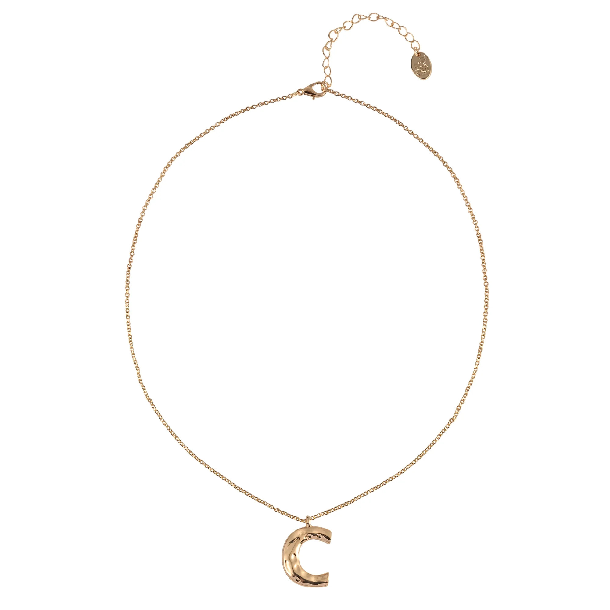 Time and Tru Goldtone Hammered Initial "C" Pendant Necklace | Walmart (US)