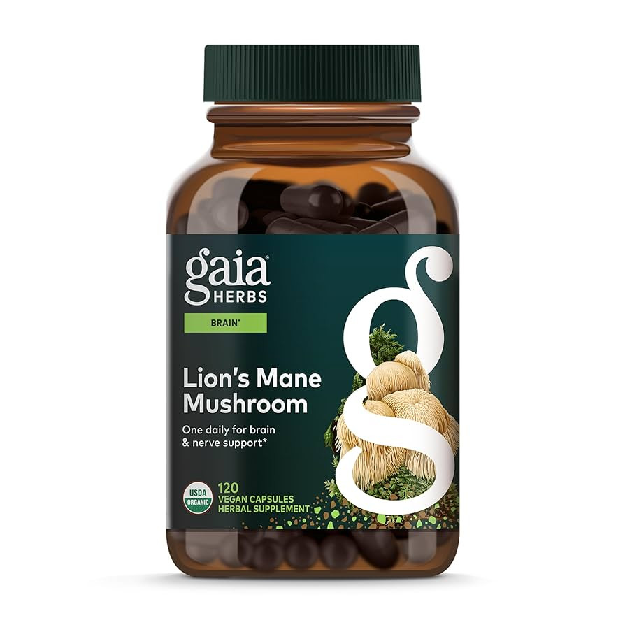 Gaia Herbs Lion’s Mane Mushroom - Brain & Nerve Health Support - 120 Vegan Capsules | Amazon (US)