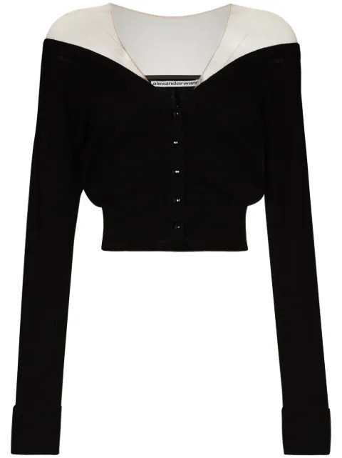 sheer-shoulder button-up cardigan | Farfetch (RoW)