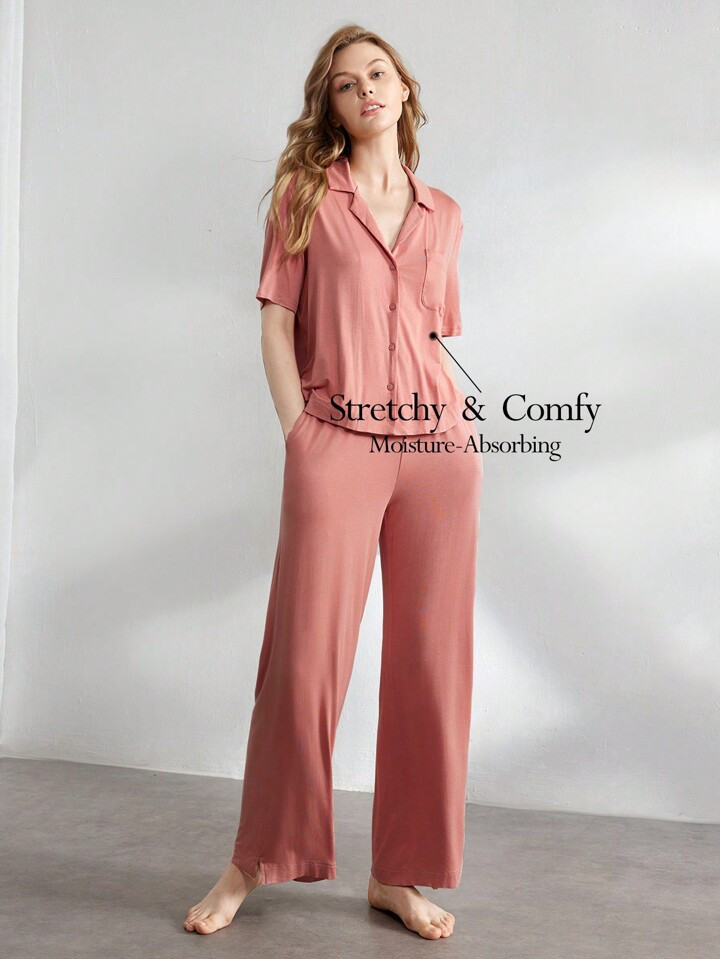 Ocili Ocili Women's Fashionable & Comfortable Solid Color Homewear Set Holidayseason | SHEIN