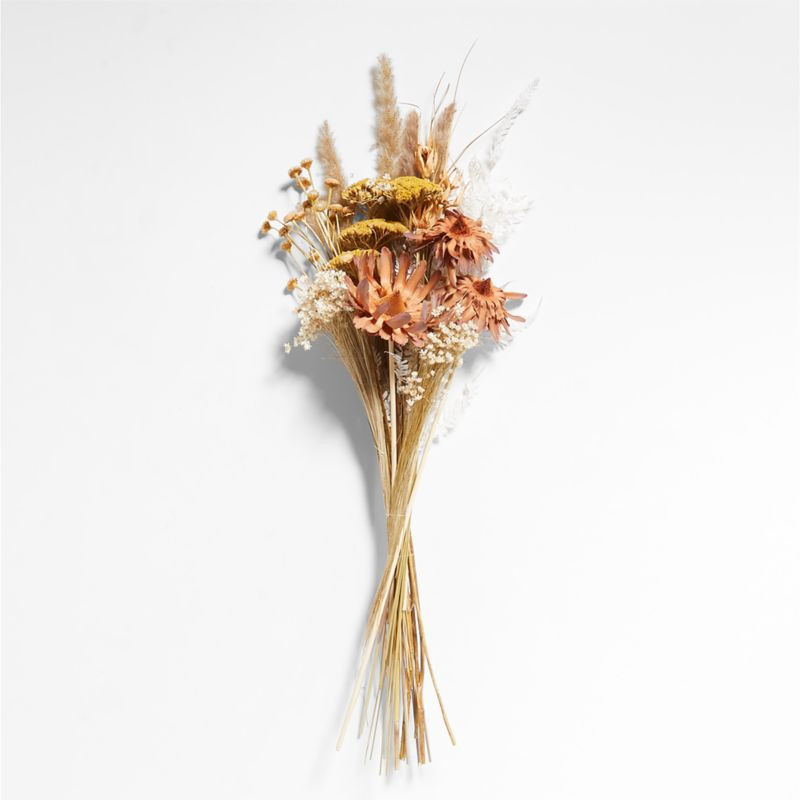 Dried Golden Yarrow & Grass Plume Bouquet | Crate & Barrel | Crate & Barrel