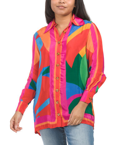 Colorful Leaves Long Sleeve Shirt | TJ Maxx