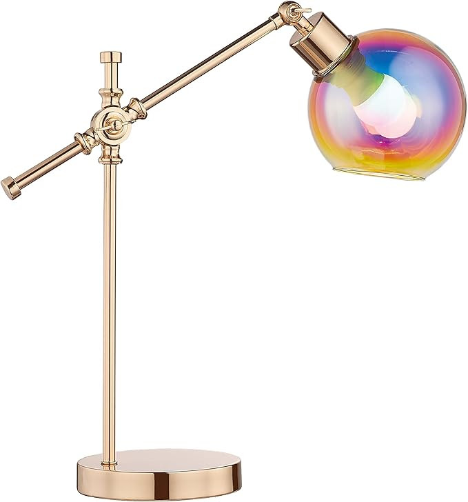 Table Lamps Swing Arm Desk Lamps with Iridescent Glass Shade and French Gold Finish Stylish Light... | Amazon (US)