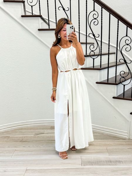 Dress in small, adjustable straps.
Wearing pasties. 
Dress is lined, not see through, more colors.
Sandals fit tts.
All accessories are linked.
Amazon white dresses perfect for graduations, family photos, bridal showers, Easter, vacations, spring and summer events. Amazon find, fashion over 40, petite style.


#LTKover40 #LTKstyletip #LTKfindsunder50