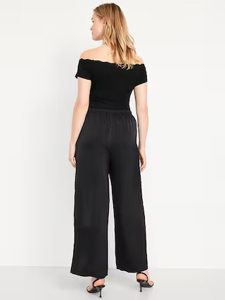 High-Waisted Satin Wide-Leg Pants | Old Navy (US)