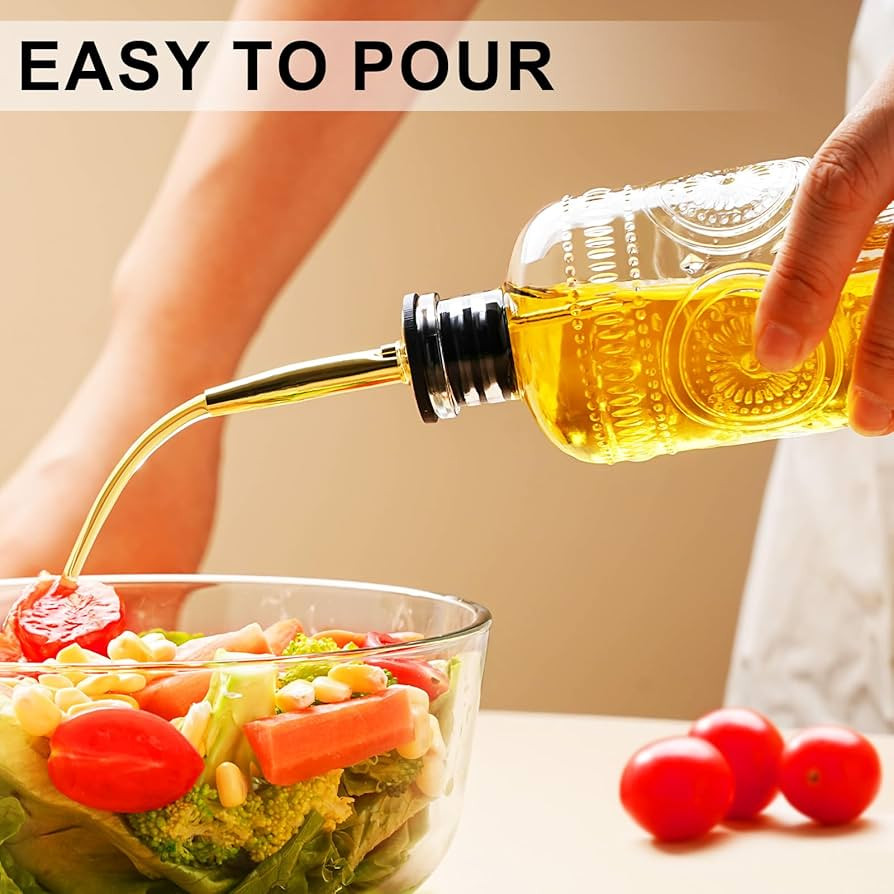 Olive Oil Dispenser Bottle for Kitchen with Metal Spout, Glass Oil Bottles 7OZ, Elegant Glass Coo... | Amazon (US)