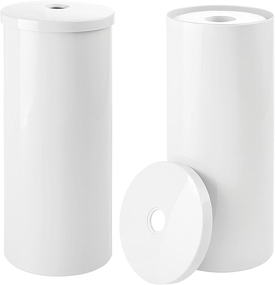 mDesign Plastic Floor Stand Toilet Paper Organizer with Cover, 3-Roll Space-Saving Tissue Storage... | Amazon (US)