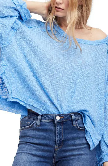 Women's Free People Island Girl Hacci Tee, Size X-Small - Blue | Nordstrom