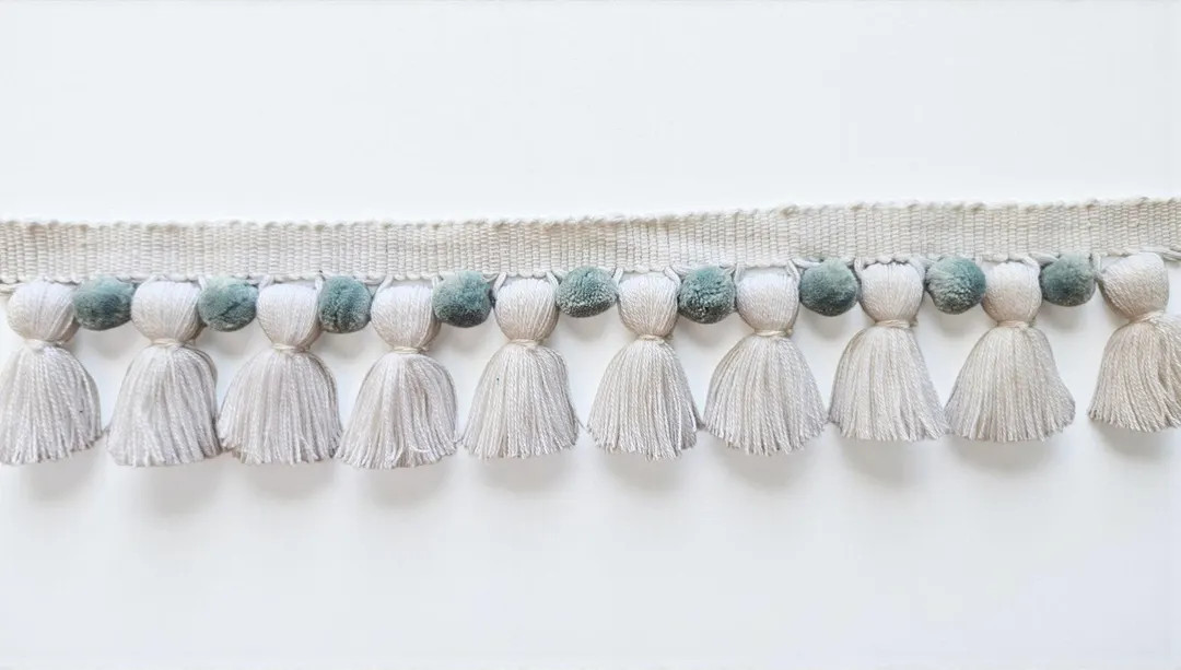 Pom Pom Braid Fringe DIY Sewing, Cushion & Curtain Trim Boho Craft Supply , White Tasssls / China... | Etsy (US)