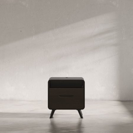 Marlowe Mid-Century Modern 25 Curved Nightstand with USB Charging | Walmart (US)