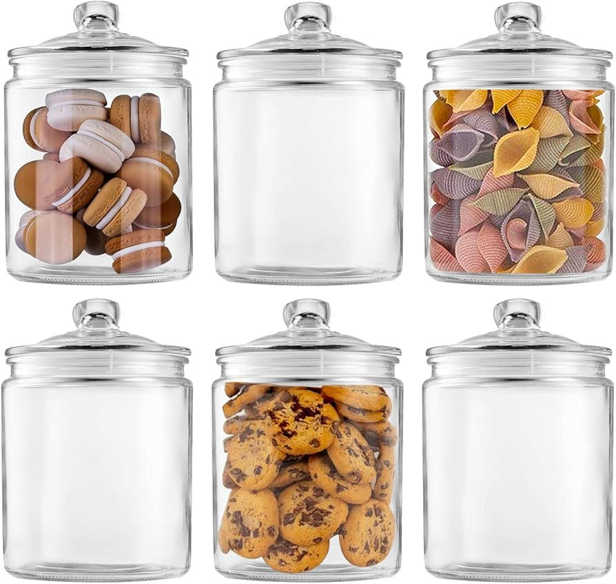 Glass Jars 32oz,Maredash Candy Jar with Lid For Household,Food Grade Clear Jars (6 Pack) | Amazon (US)