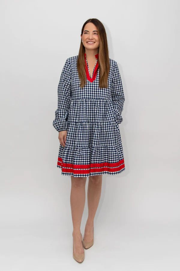 Charlotte Gingham Dress with Grosgrain Trim | Sail to Sable