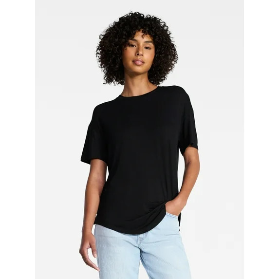 Time and Tru Women's Tunic Tee with Short Sleeves, Sizes XS-XXXL | Walmart (US)
