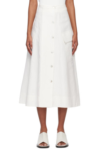 Vince - Off-White Utility Midi Skirt | SSENSE