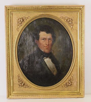 Antique American School Portrait Painting Of A Gentleman Pre 1850's  | eBay | eBay US