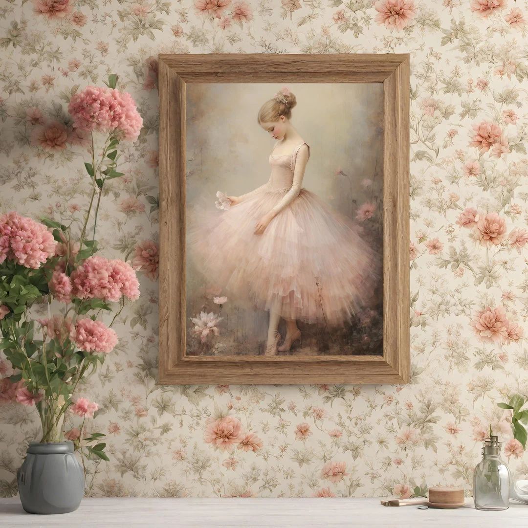 Coquette Ballerina Art Print. Whimsical Cottagecore Art. Balletcore, Nursery Art, Vintage Wall De... | Etsy (US)