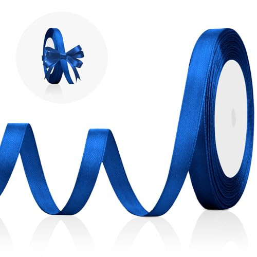 Royal Blue Satin Ribbon - Thin, 3/8 in, Dark Blue, Acetate & Silk Options for Gift Wrapping, Hair & Cheer | Amazon (US)