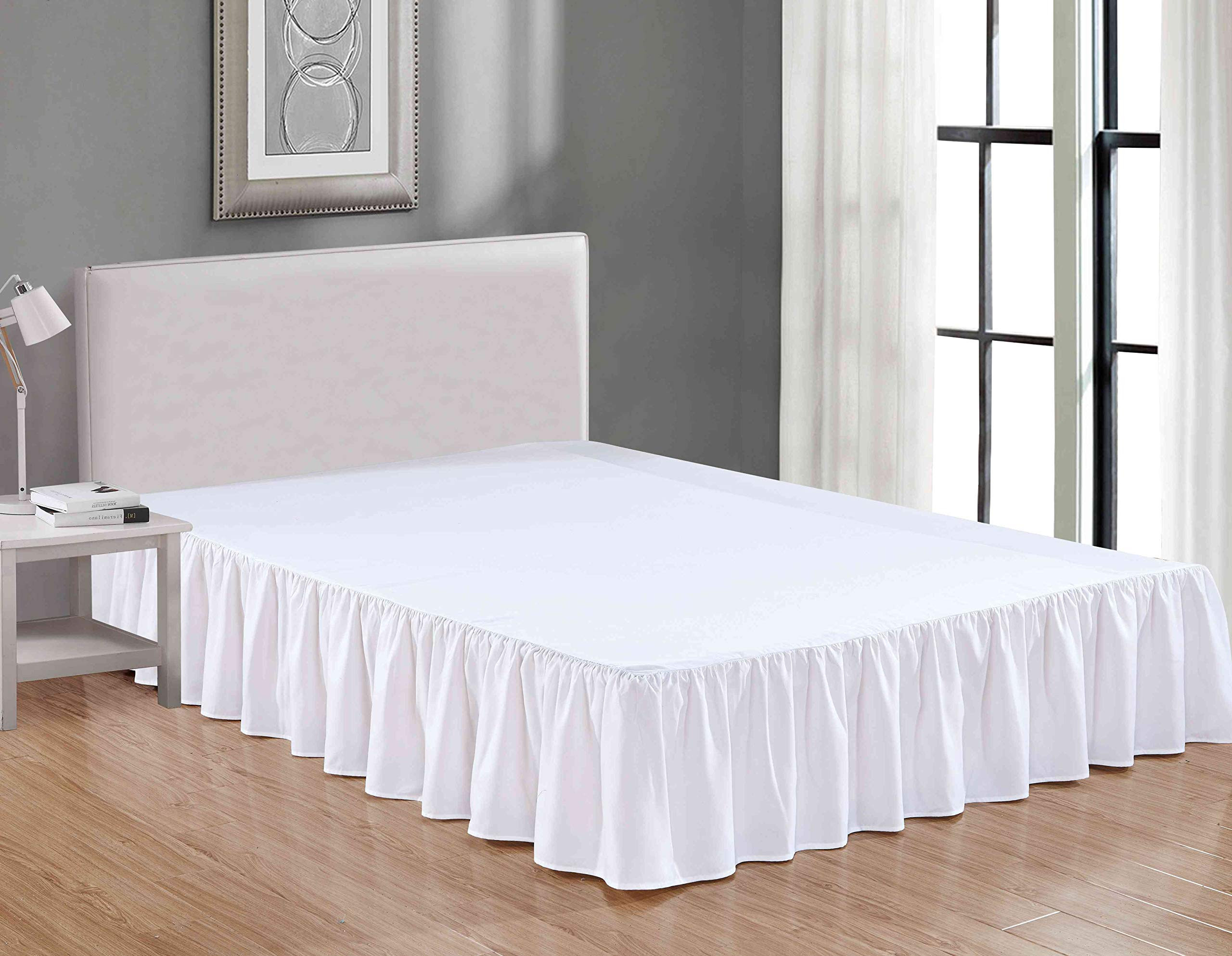 Sheets & Beyond Wrap Around Solid Microfiber Luxury Hotel Quality Fabric Bedroom Gathered Ruffled... | Amazon (US)
