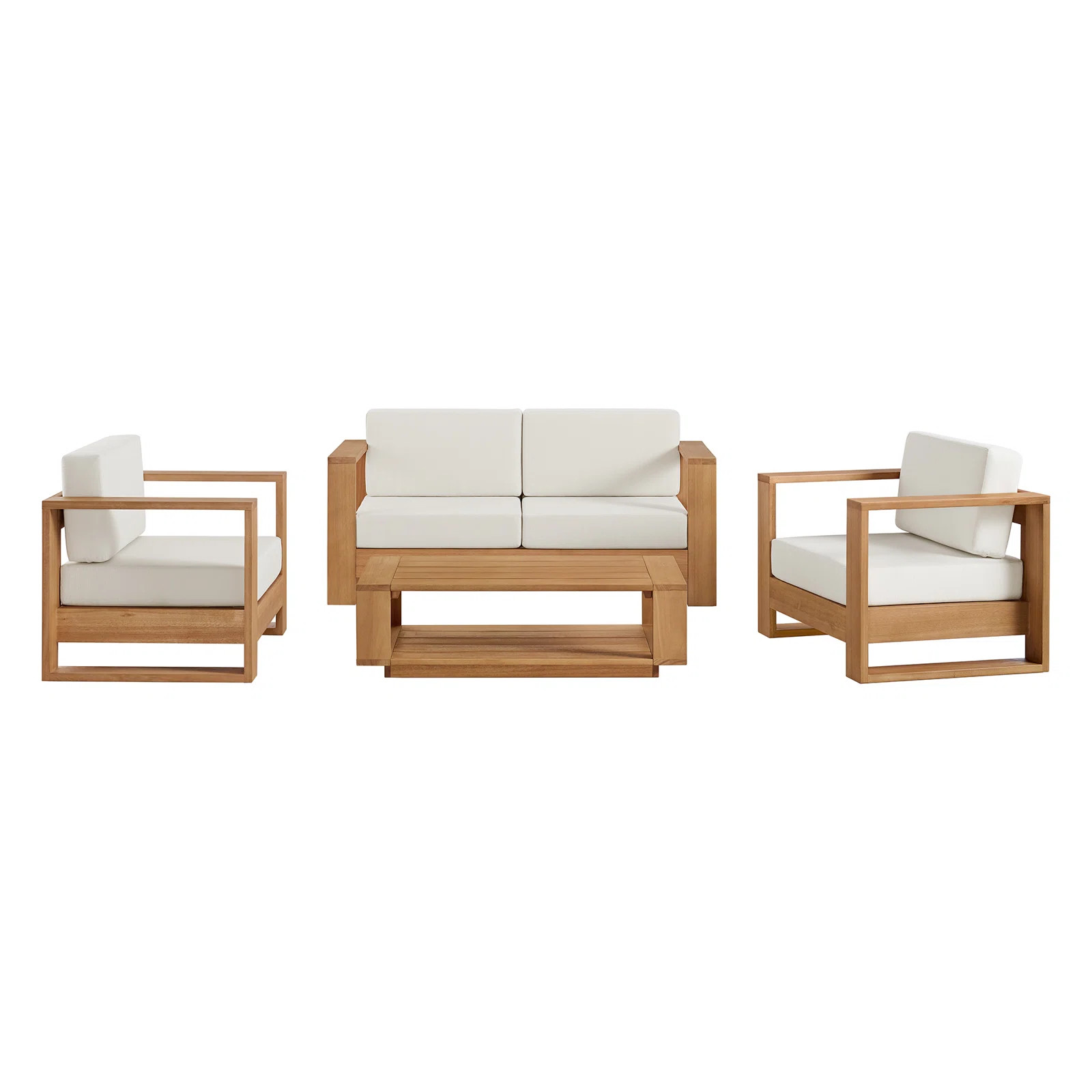Shay 4 Piece Outdoor Set In Oiled Eucalyptus | AllModern