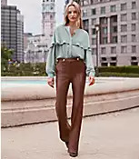 Pintucked Flare Pants in Faux Leather | LOFT