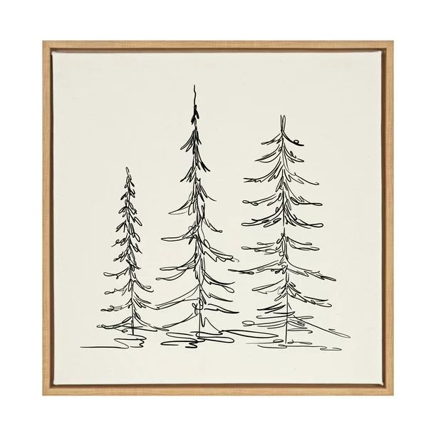 Kate and Laurel Sylvie Minimalist Evergreen Trees Sketch Framed Canvas Wall Art by The Creative B... | Walmart (US)
