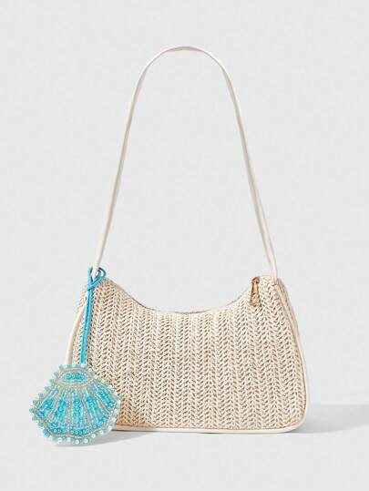 ROMWE Fairycore 1pc Bohemian Style Beach Bag, Hollow Out Women's Handbag For Vacation, Comes With... | SHEIN
