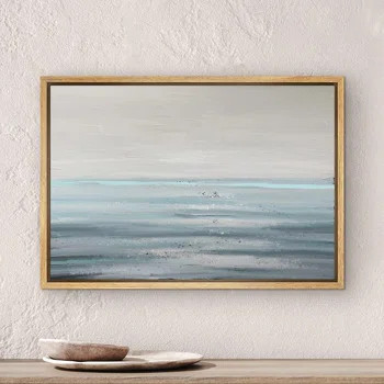 " Baby Blue Gray Pastel Watercolor Landscape Abstract Shapes " Painting Print on Canvas | Wayfair North America