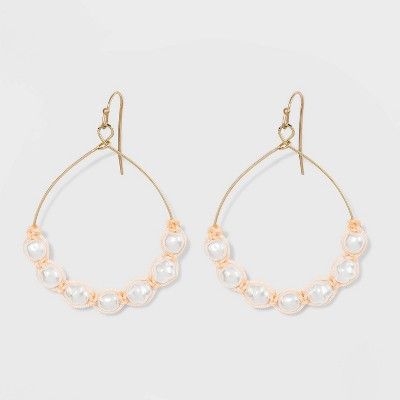 Threaded Irregular Shaped Simulated Pearl Open Teardrop Earrings - A New Day™ Ivory | Target
