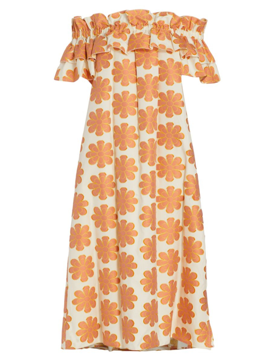 Edition 28 Breakfast Floral Off-The-Shoulder Midi-Dress | Saks Fifth Avenue