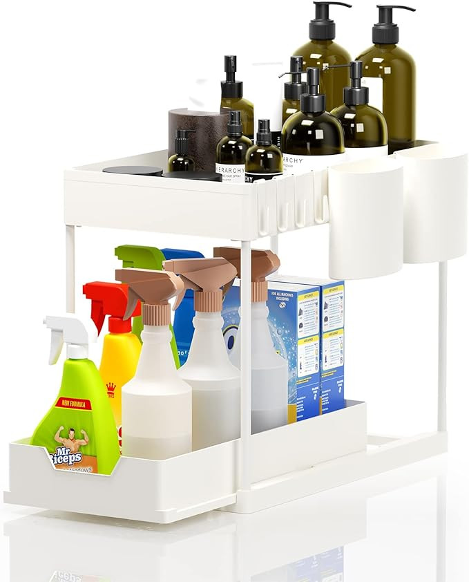 NEAGLORY Under Sink Organizers and Storage, Under Cabinet Organizer, Under Sink Shelf, 2 Tier Sli... | Amazon (US)