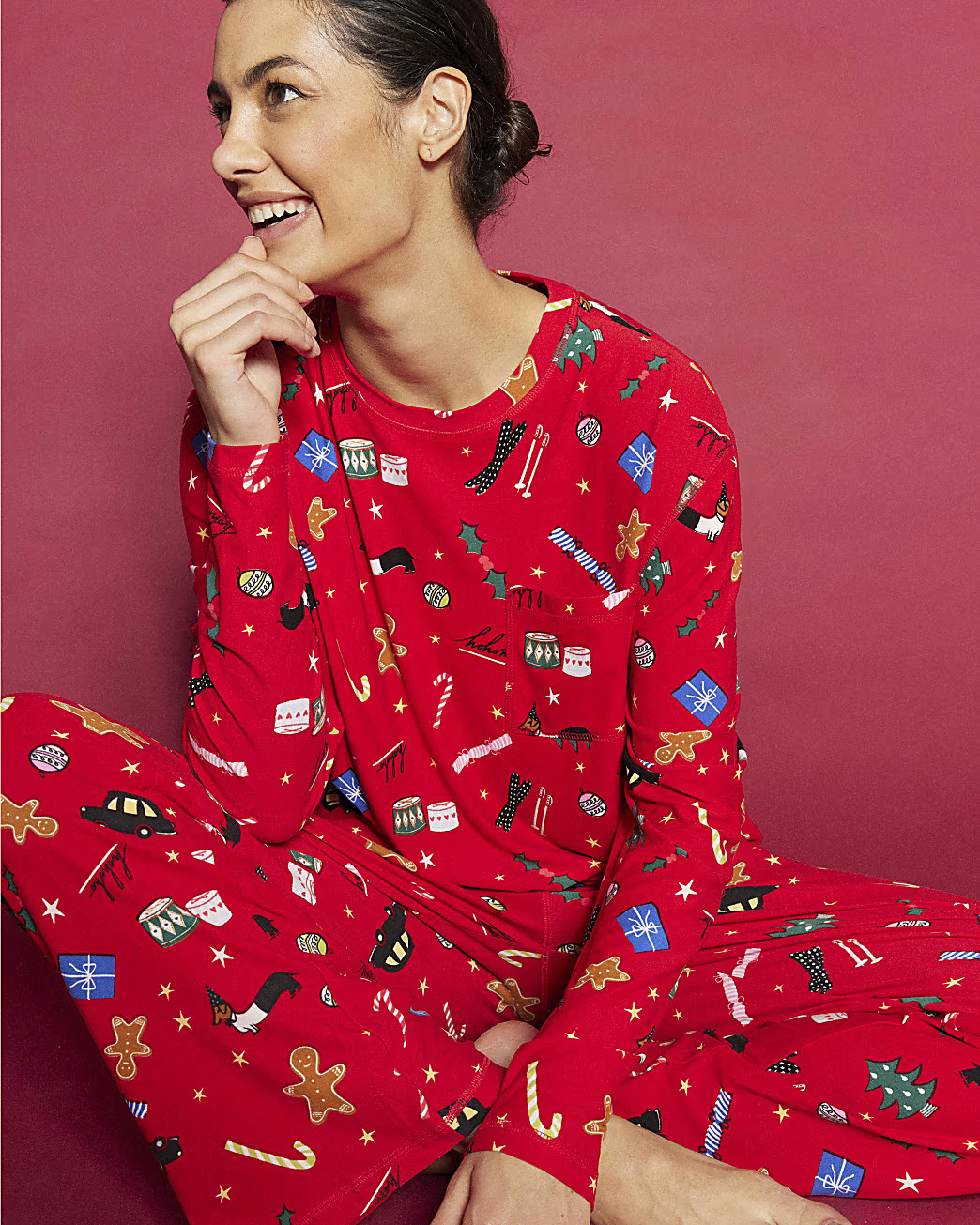 Red Doodle Pyjama Set | River Island (UK & IE)