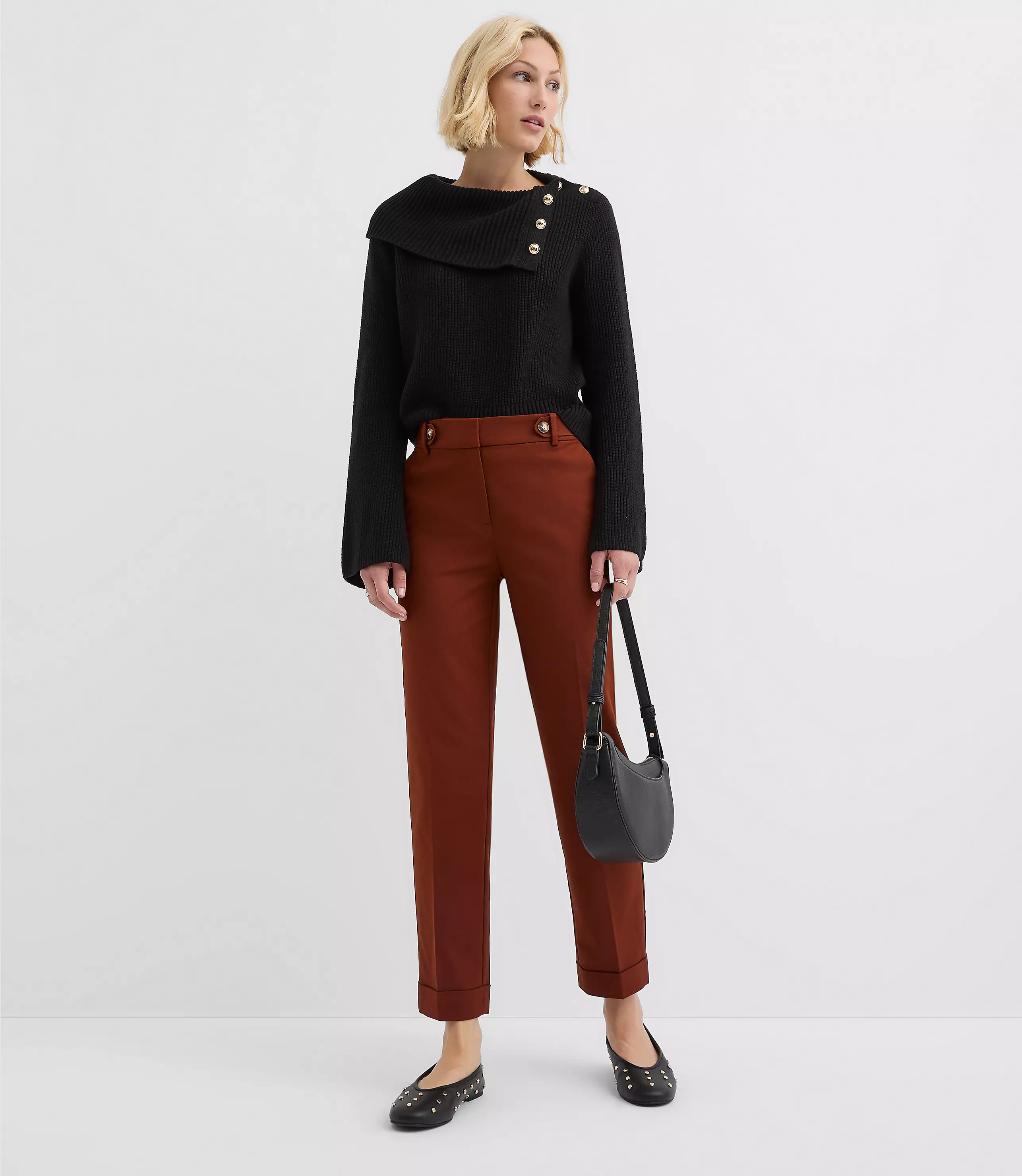 Cuffed Riviera Slim Pants in Doubleweave | LOFT