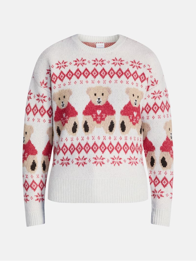 Holiday Time Women's & Women's Plus Teddy Print Fair Isle Sweater, Midweight, Sizes XXS-4X | Walmart (US)
