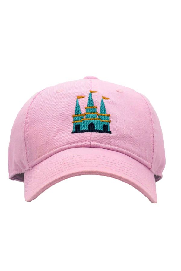 Castle Needlepoint on Light Pink Kids Hat | The Frilly Frog