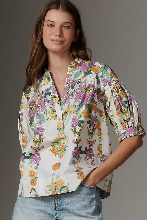 Darcey Popover Swing Top By Anthropologie | Anthropologie (US)