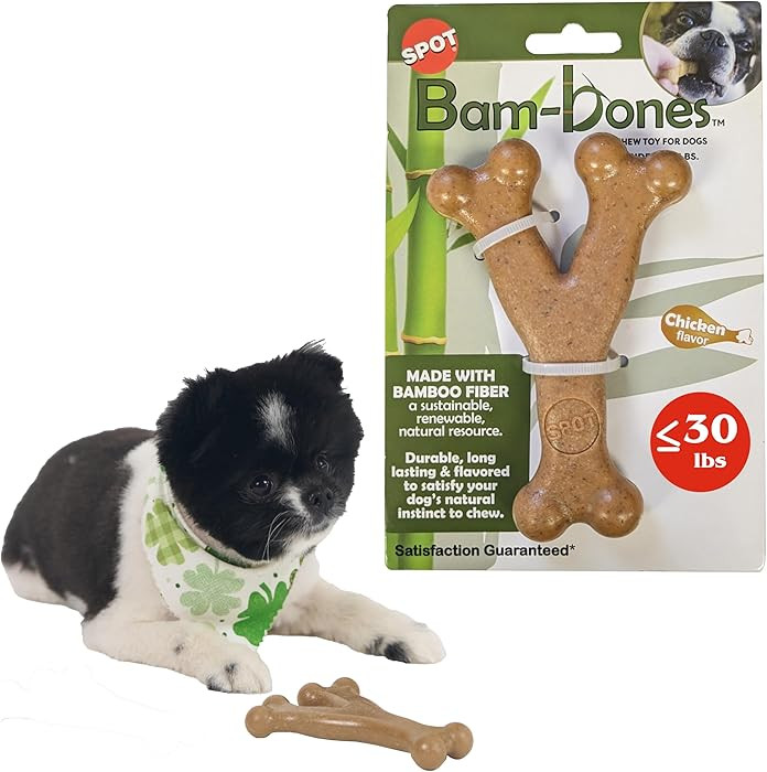 SPOT Bam-Bones Wishbone - Made with Strong Bamboo Fiber, Durable Long Lasting Dog Chew for Light ... | Amazon (US)