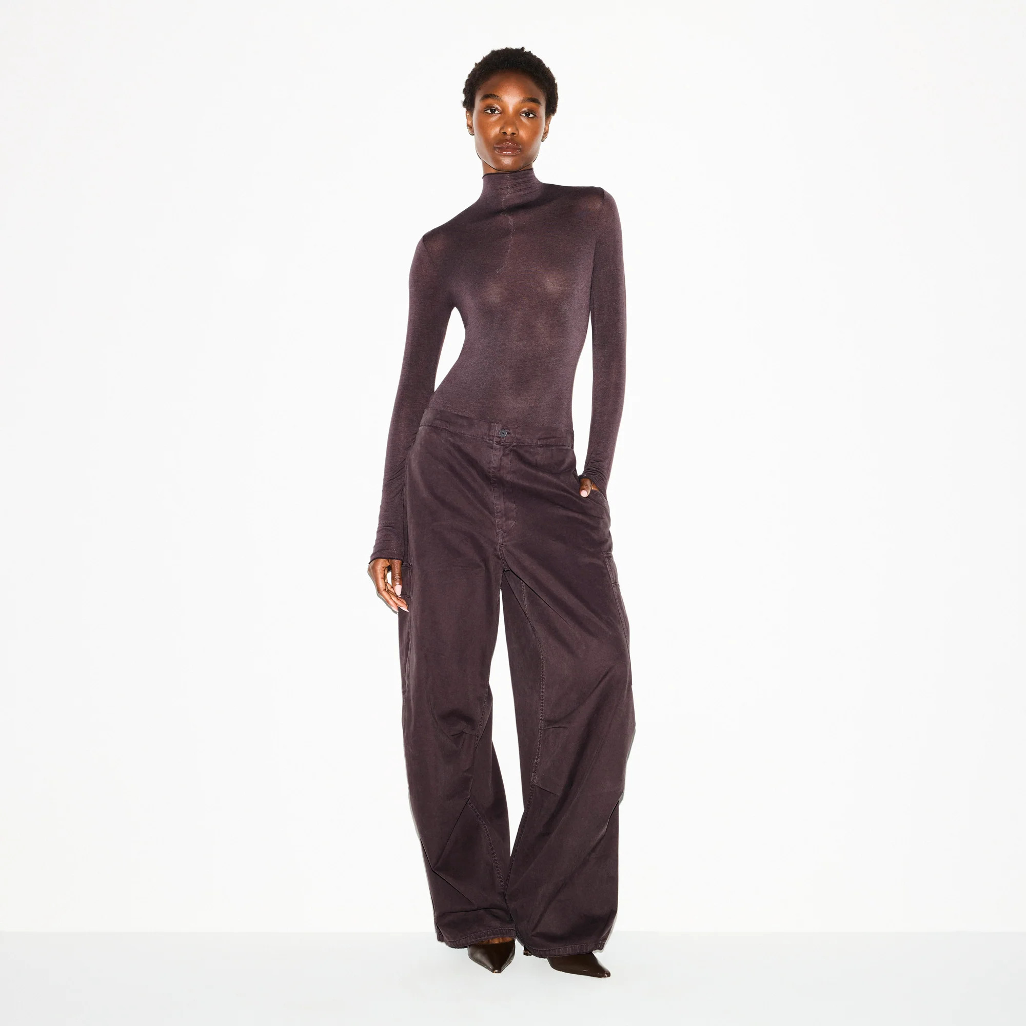 SKIMS Long Sleeve Turtleneck Bodysuit | Deep Neutral | 3XL | Sheer Modal | SKIMS (US)