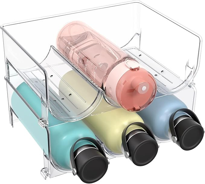 Puricon 2 Pack Plastic Water Bottle Organizer Rack, Stackable Bin Holder for Insulated Tumbler Sp... | Amazon (US)
