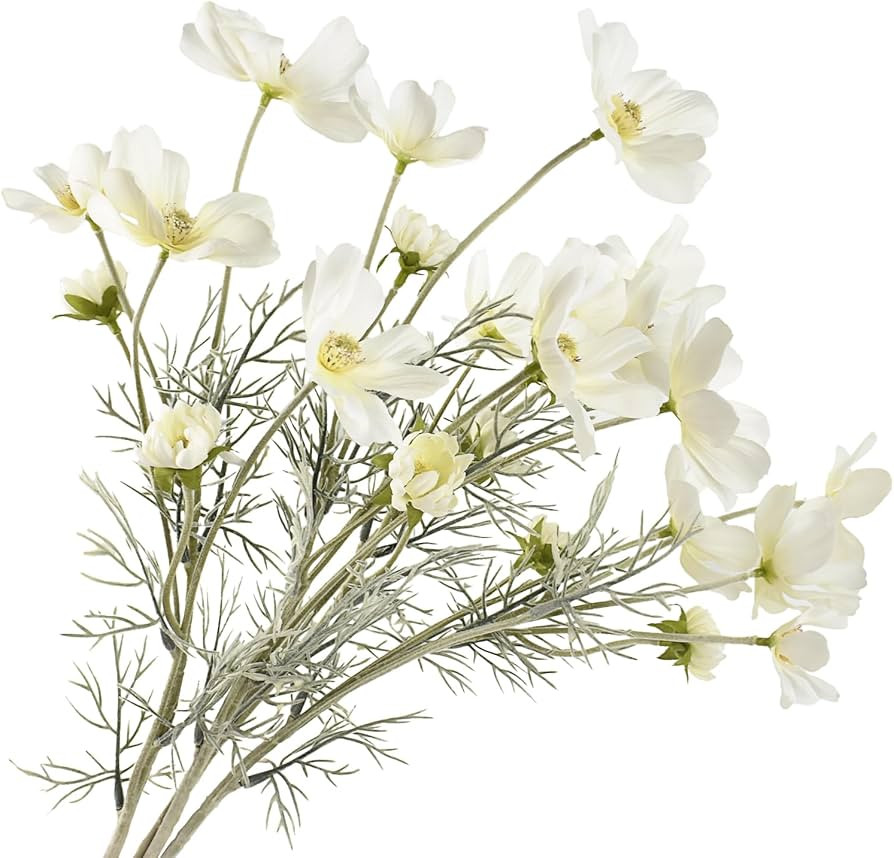 4PCS Artificial Wild Flower Fake Cosmos with Long stem Faux Silk Flowers for Wedding Bridal Bouqu... | Amazon (US)